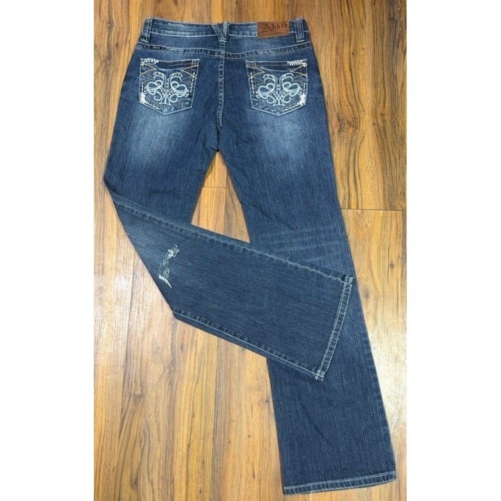 Adiktd Womens 6 W30 Low Rise Bootcut Rhinestone Embroidered Y2K Jeans - Picture 2 of 7